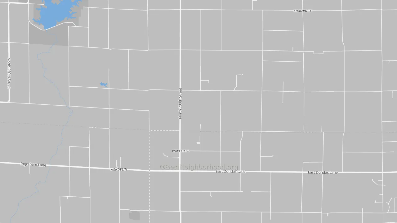 Walk Grade map of Wakefield, IL, walkable areas in green and car-dependent areas in red