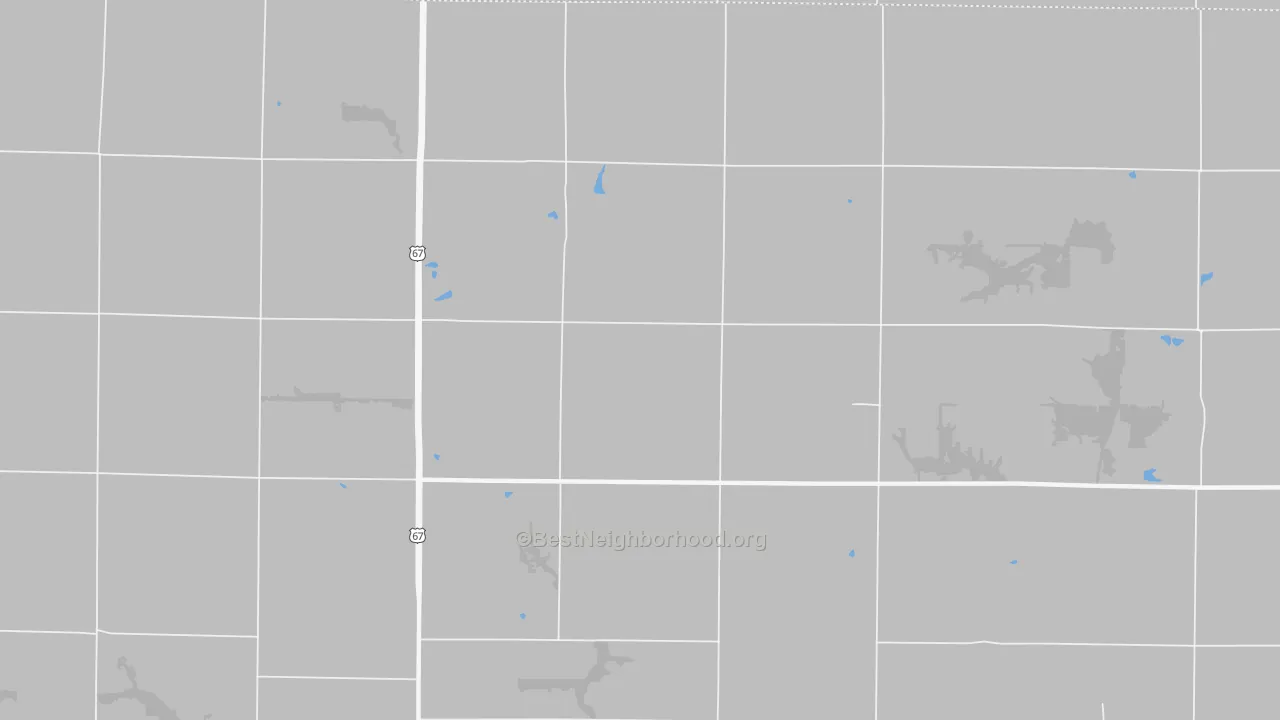 Walk Grade map of Walnut Grove, IL, walkable areas in green and car-dependent areas in red