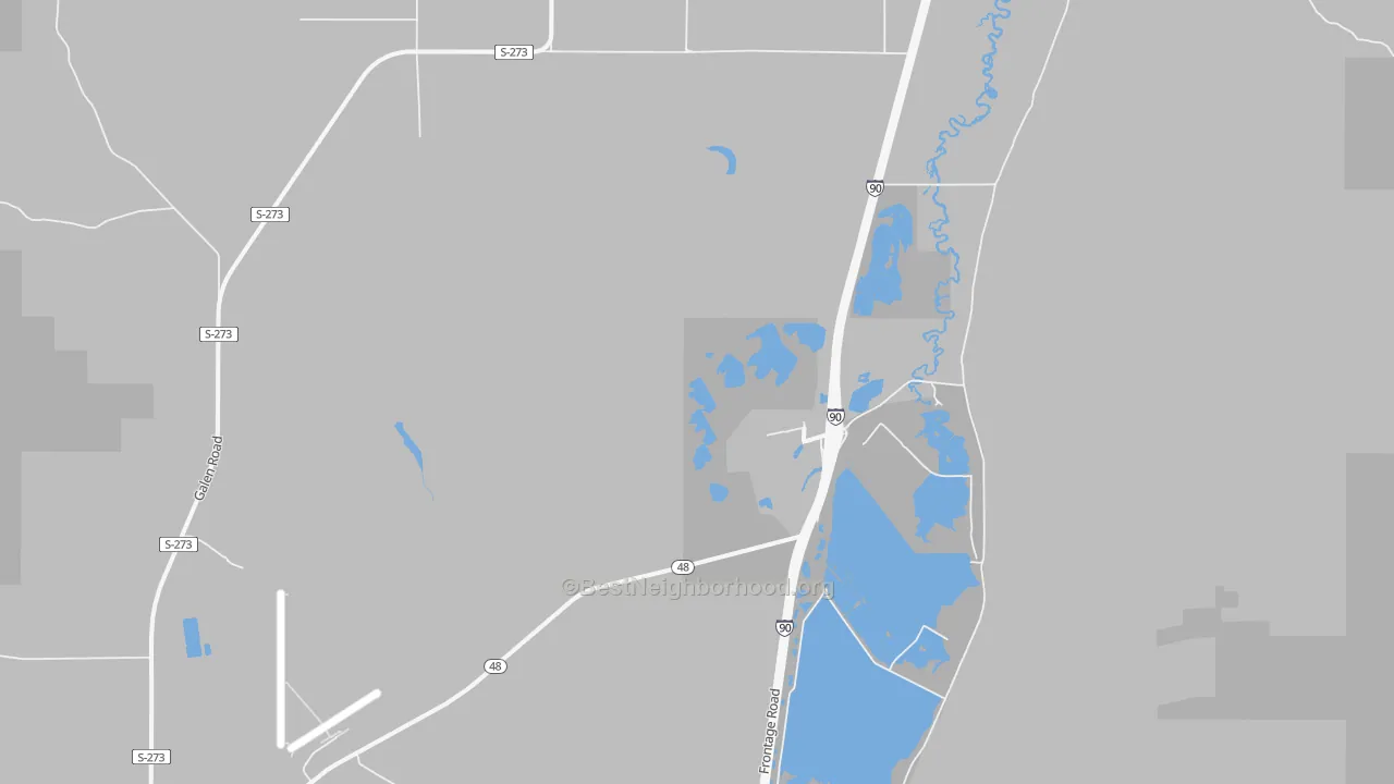 Walk Grade map of Warm Springs, MT, walkable areas in green and car-dependent areas in red