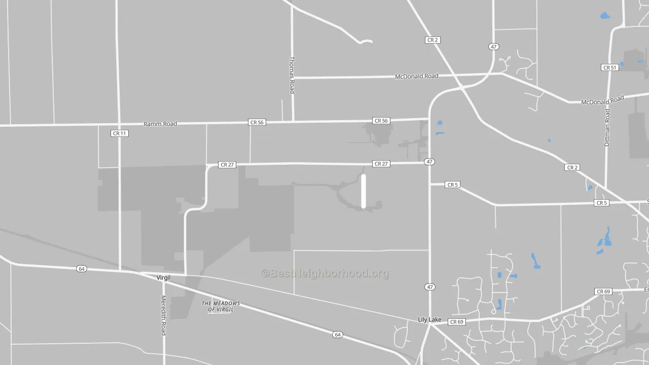 Walk Grade map of Wasco, IL, walkable areas in green and car-dependent areas in red