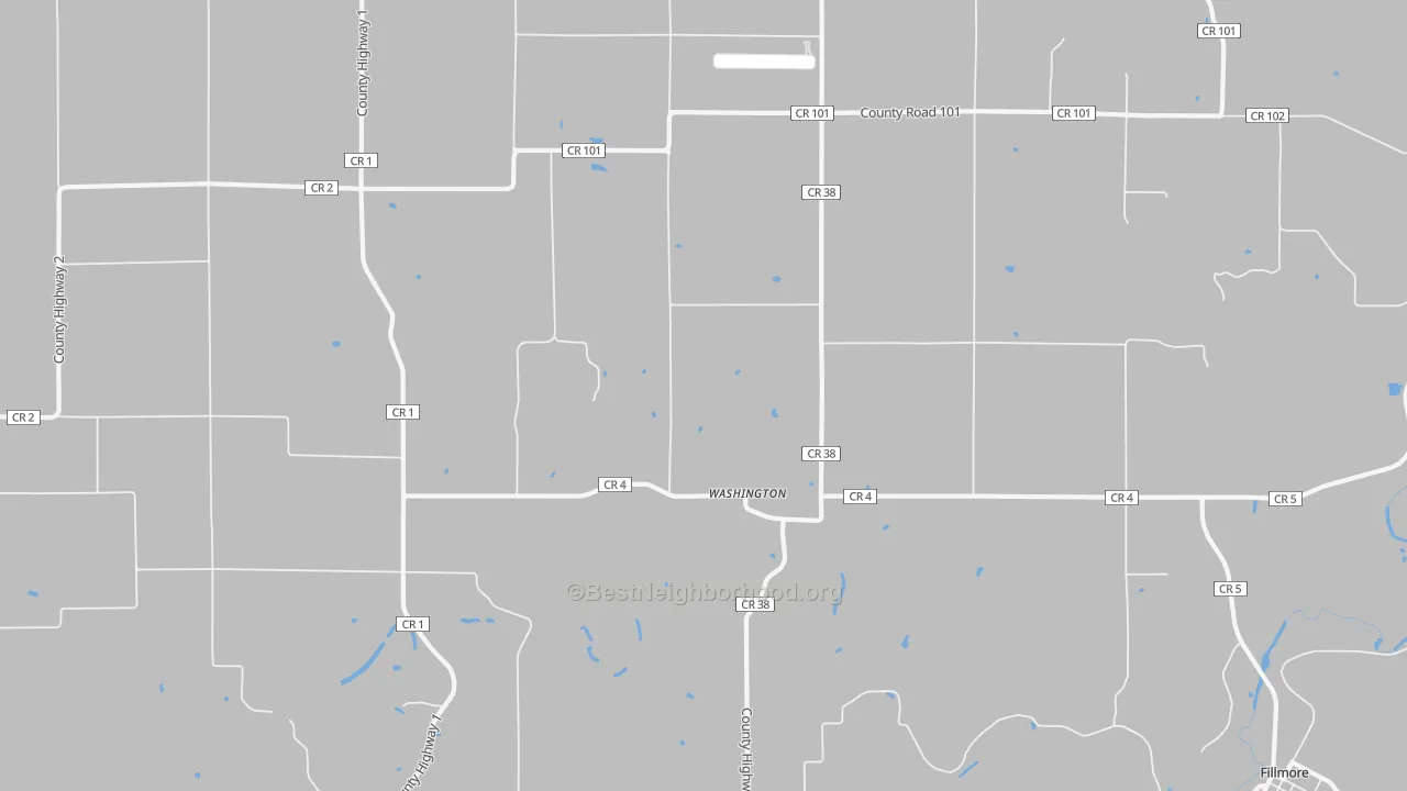 Walk Grade map of Washington, MN, walkable areas in green and car-dependent areas in red