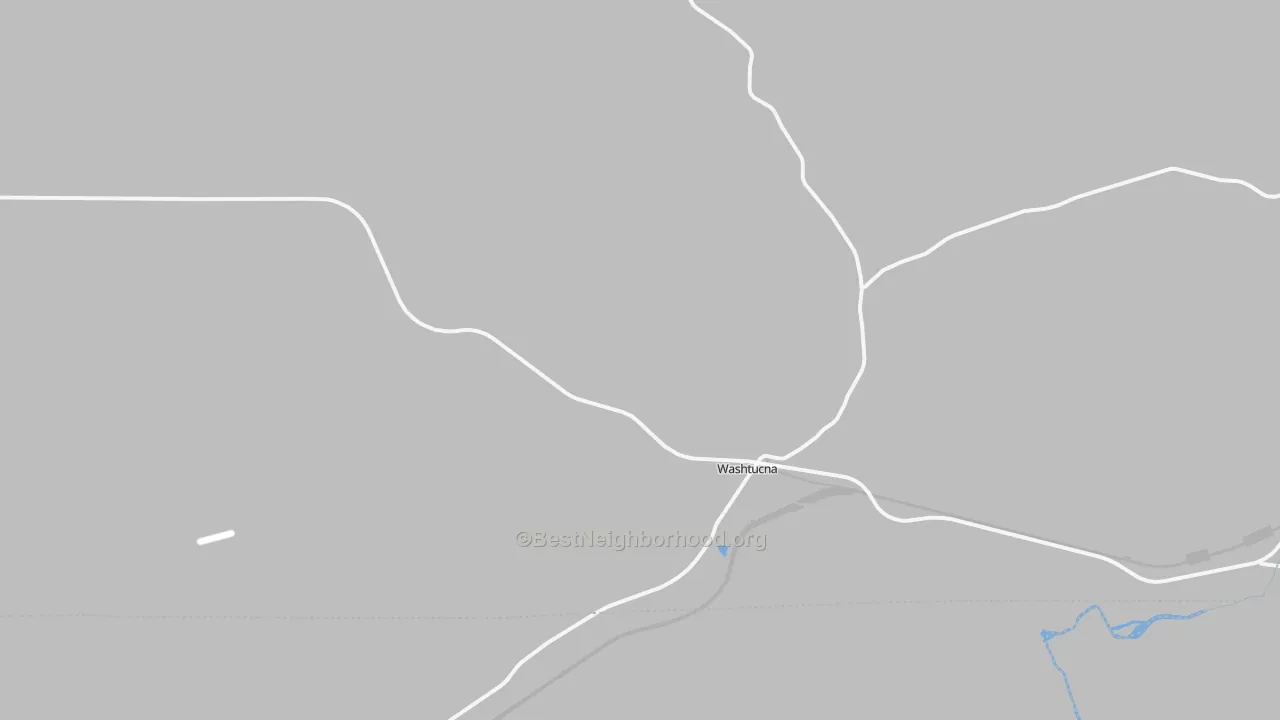 Walk Grade map of Washtucna, WA, walkable areas in green and car-dependent areas in red