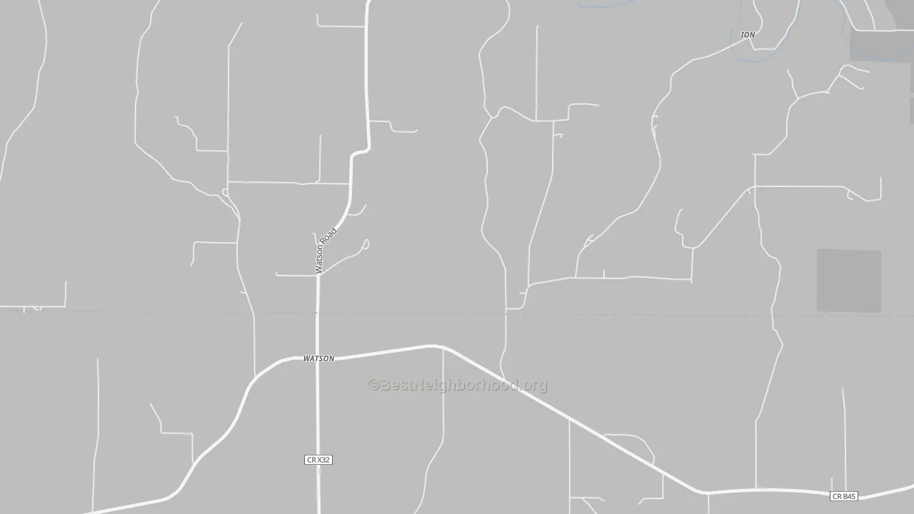 Walk Grade map of Watson, IA, walkable areas in green and car-dependent areas in red