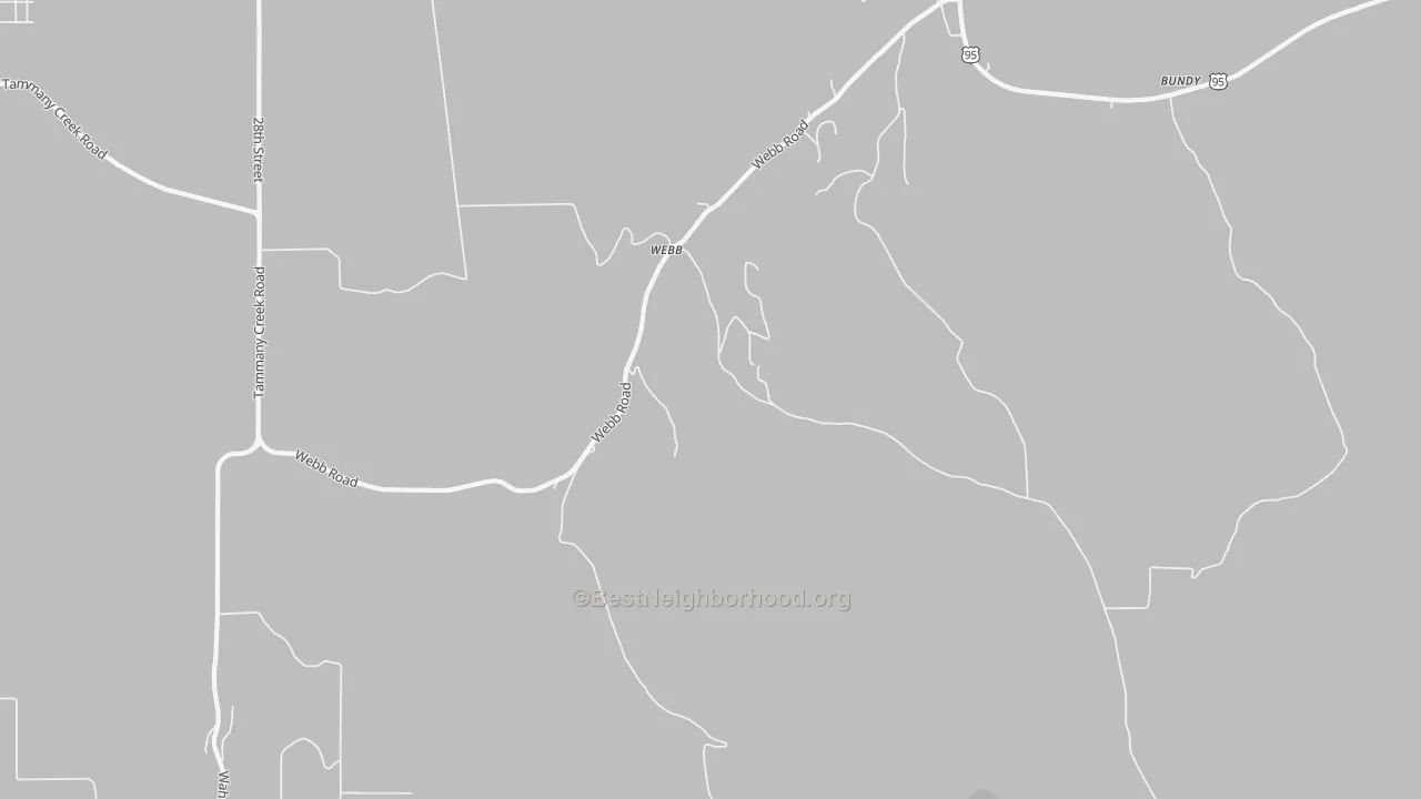 Walk Grade map of Webb, ID, walkable areas in green and car-dependent areas in red