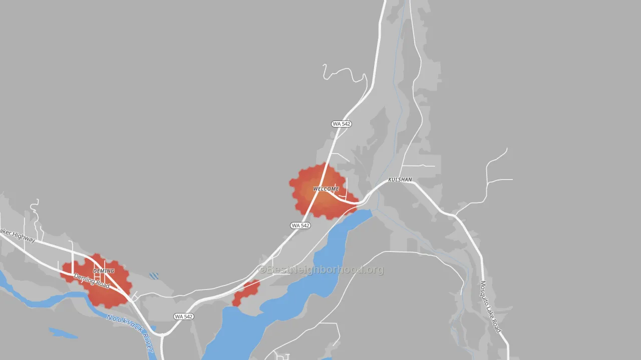 Walk Grade map of Welcome, WA, walkable areas in green and car-dependent areas in red