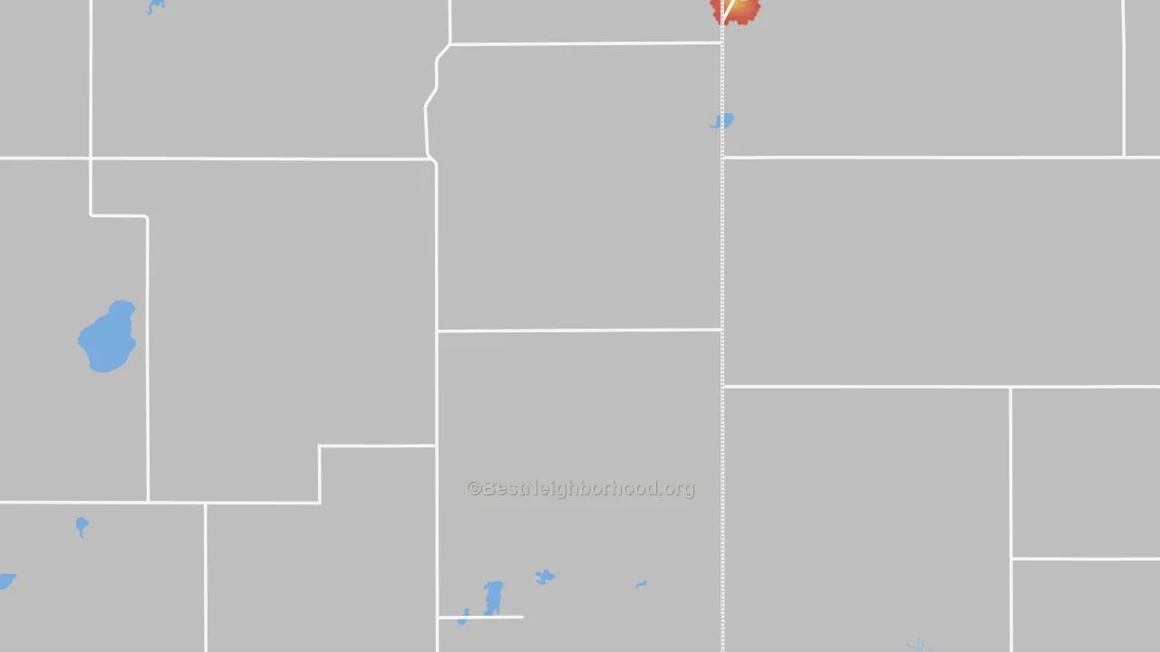 Walk Grade map of Wessington, SD, walkable areas in green and car-dependent areas in red