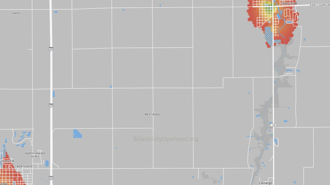 Walk Grade map of West Ridge, IL, walkable areas in green and car-dependent areas in red