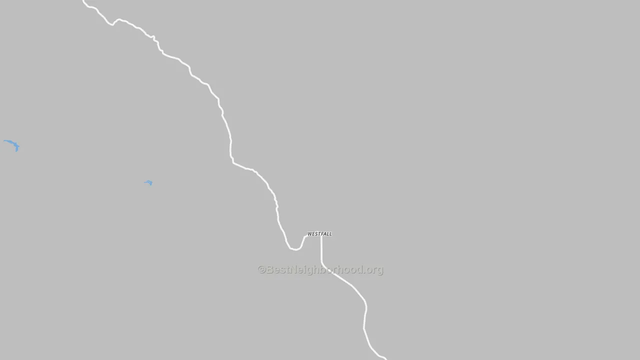 Walk Grade map of Westfall, OR, walkable areas in green and car-dependent areas in red