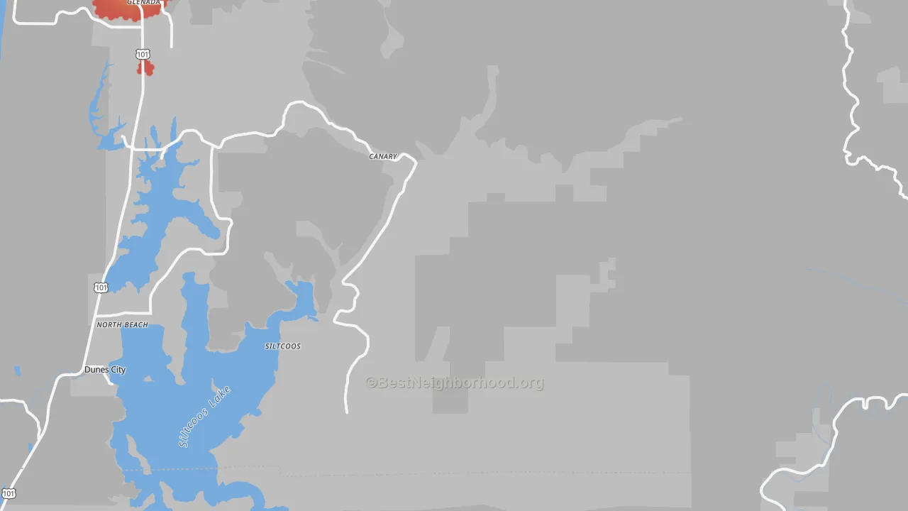 Walk Grade map of Westlake, OR, walkable areas in green and car-dependent areas in red