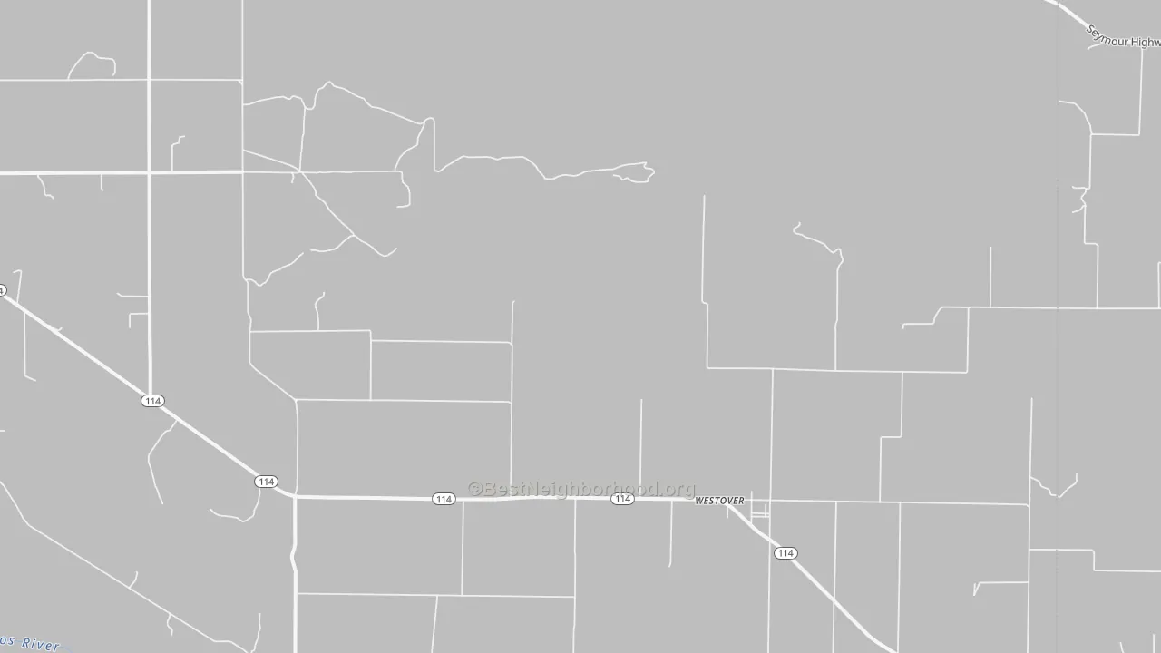 Walk Grade map of Westover, TX, walkable areas in green and car-dependent areas in red
