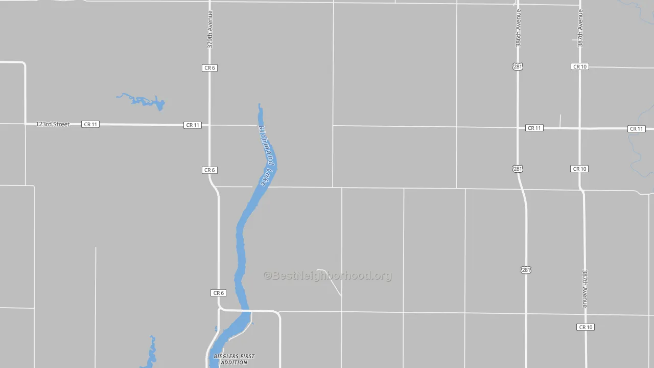 Walk Grade map of Westport, SD, walkable areas in green and car-dependent areas in red
