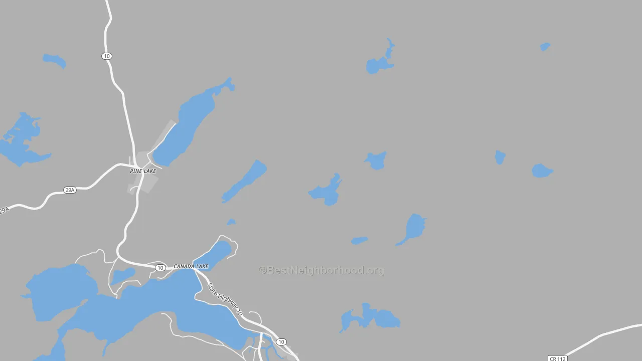 Walk Grade map of Wheelerville, NY, walkable areas in green and car-dependent areas in red