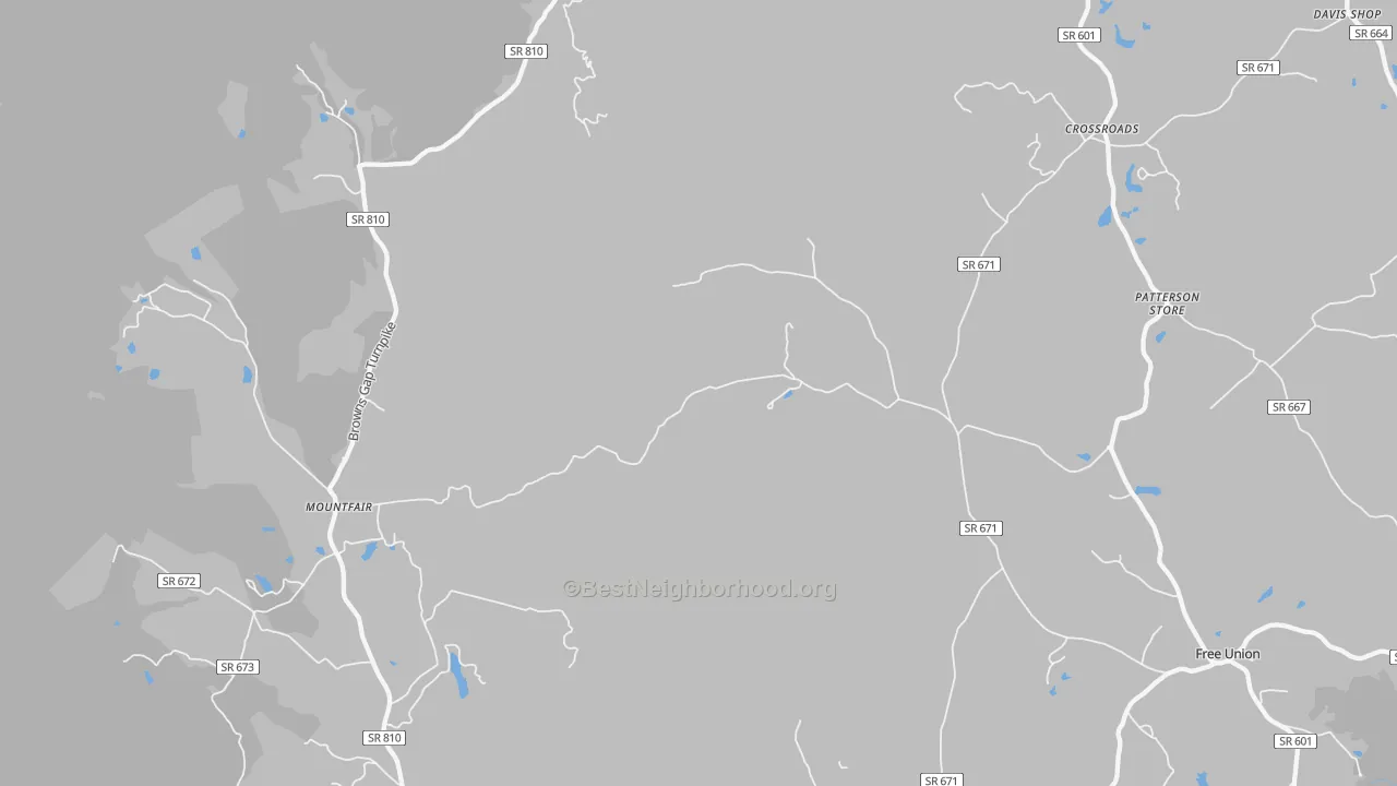 Walk Grade map of White Hall, VA, walkable areas in green and car-dependent areas in red