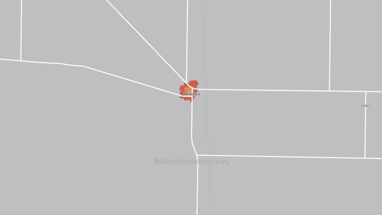 Walk Grade map of Whiteface, TX, walkable areas in green and car-dependent areas in red