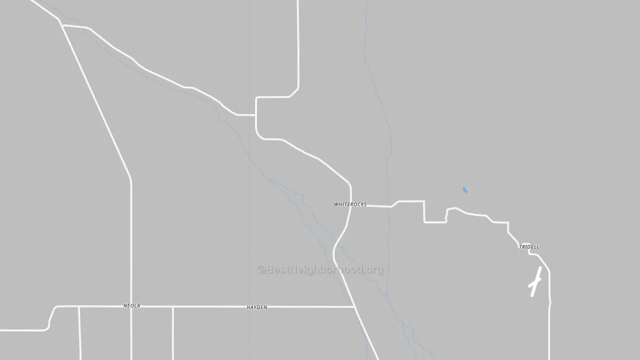 Walk Grade map of Whiterocks, UT, walkable areas in green and car-dependent areas in red