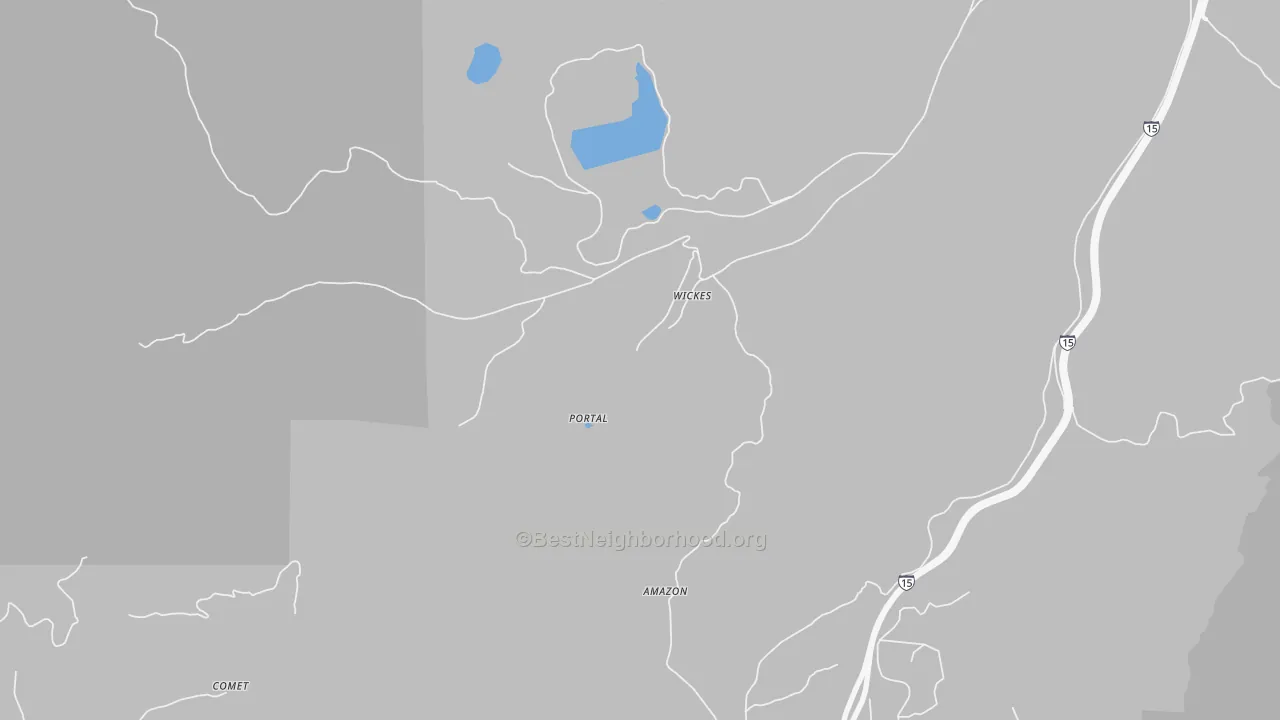 Walk Grade map of Wickes, MT, walkable areas in green and car-dependent areas in red
