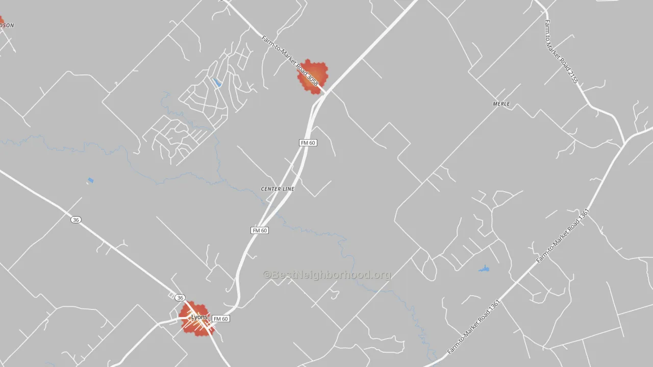 Walk Grade map of Wilcox, TX, walkable areas in green and car-dependent areas in red