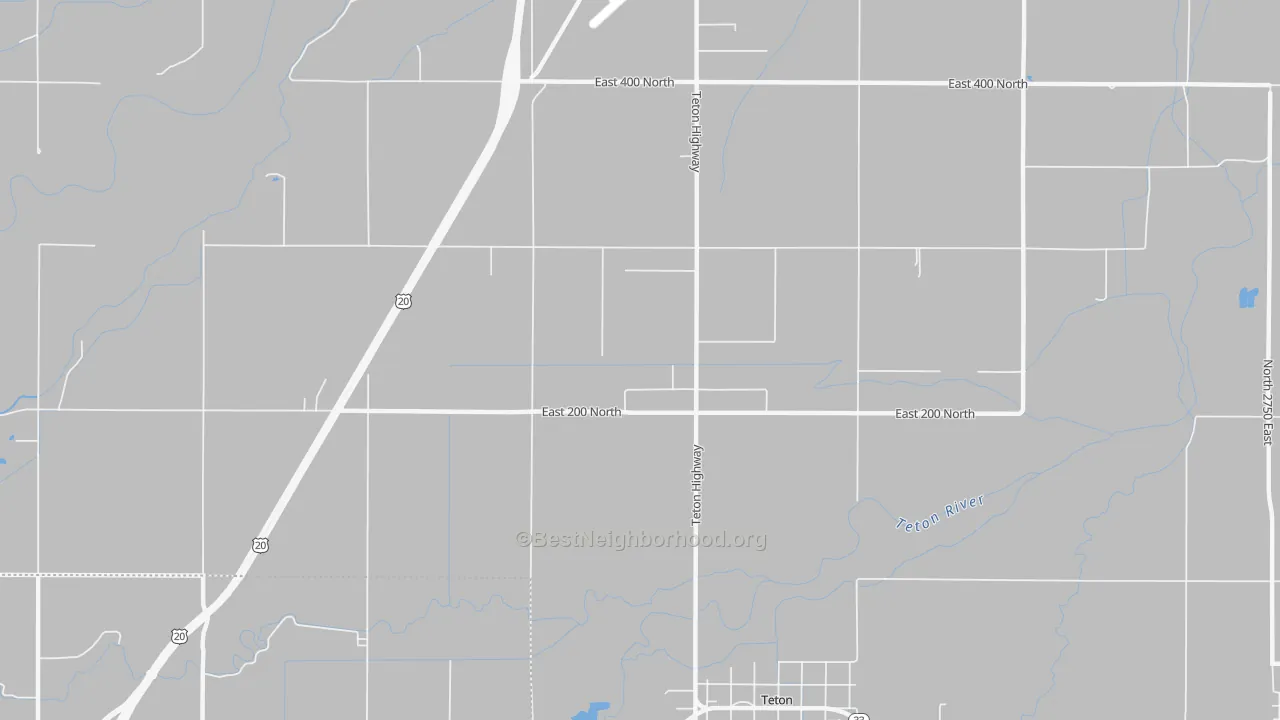 Walk Grade map of Wilford, ID, walkable areas in green and car-dependent areas in red