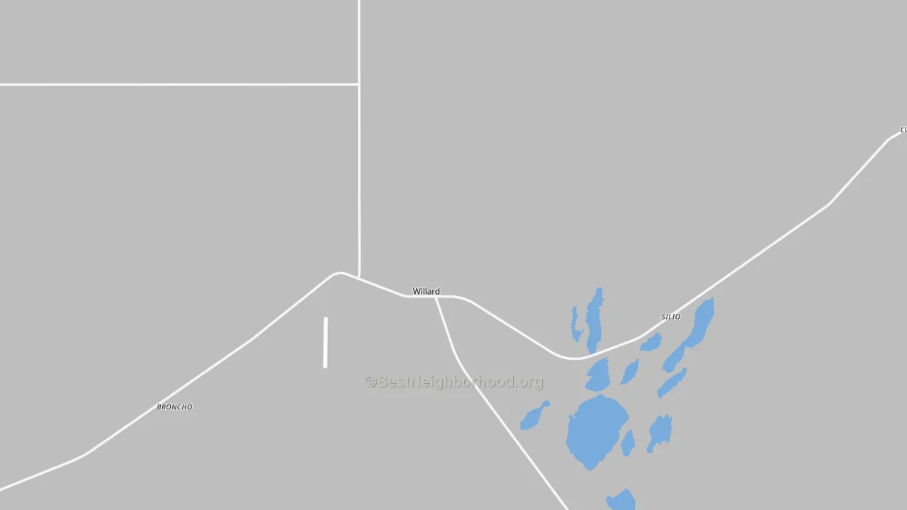 Walk Grade map of Willard, NM, walkable areas in green and car-dependent areas in red