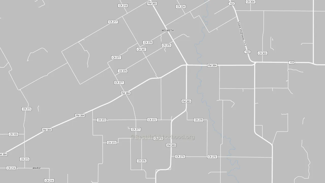 Walk Grade map of Wilmeth, TX, walkable areas in green and car-dependent areas in red