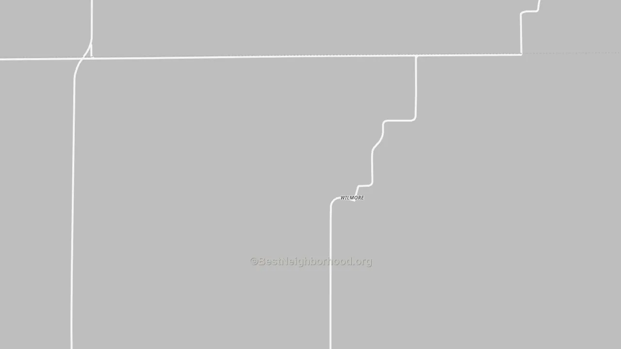 Walk Grade map of Wilmore, KS, walkable areas in green and car-dependent areas in red