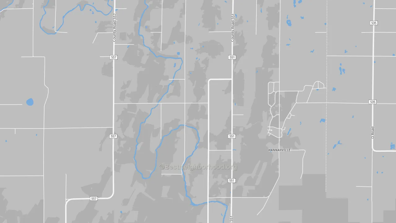 Walk Grade map of Wilson, MI, walkable areas in green and car-dependent areas in red