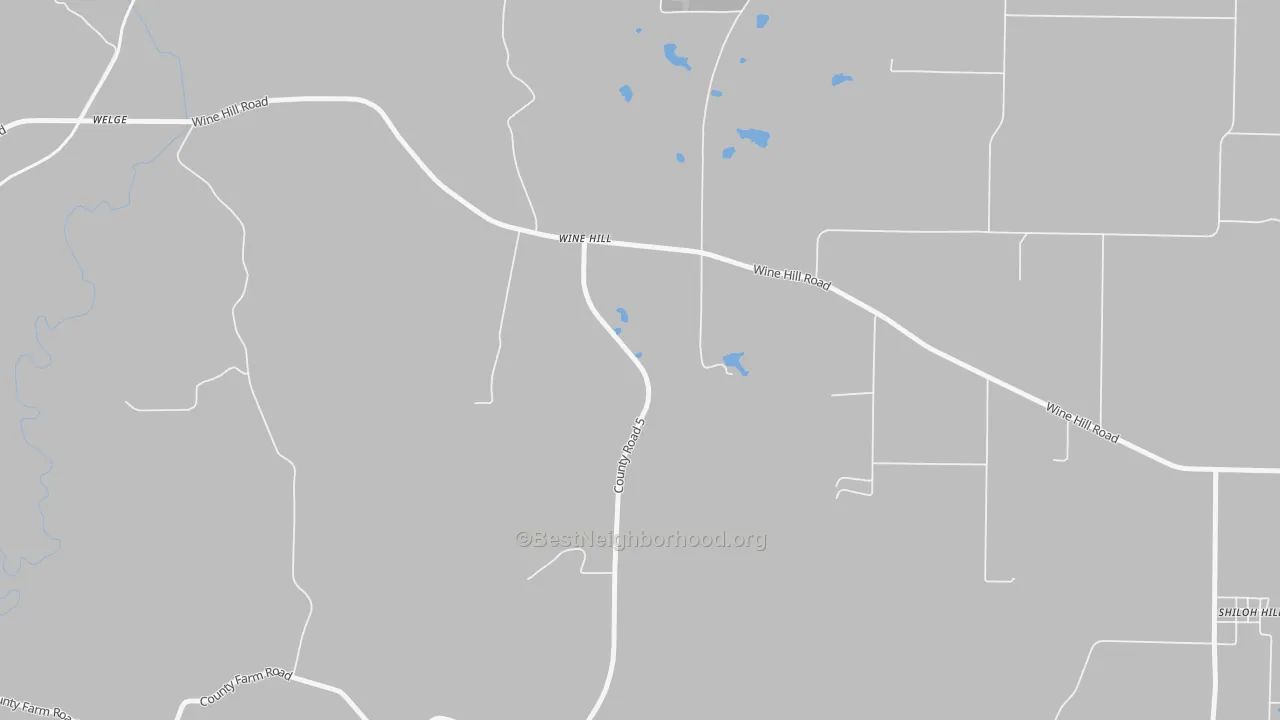 Walk Grade map of Wine Hill, IL, walkable areas in green and car-dependent areas in red