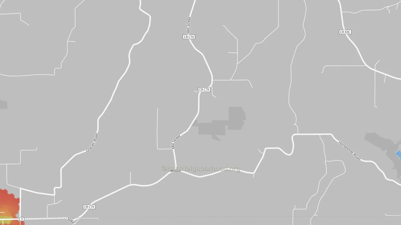Walk Grade map of Wood, IA, walkable areas in green and car-dependent areas in red