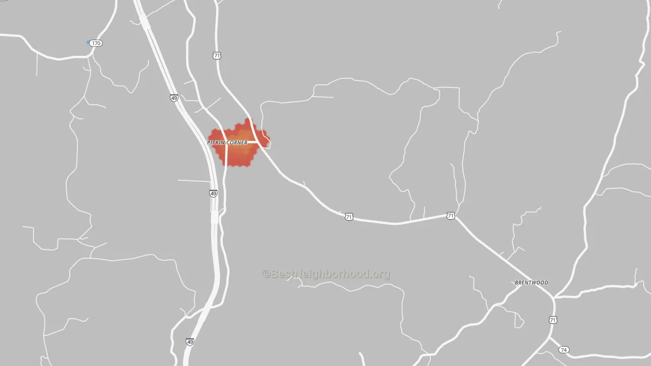 Walk Grade map of Woolsey, AR, walkable areas in green and car-dependent areas in red