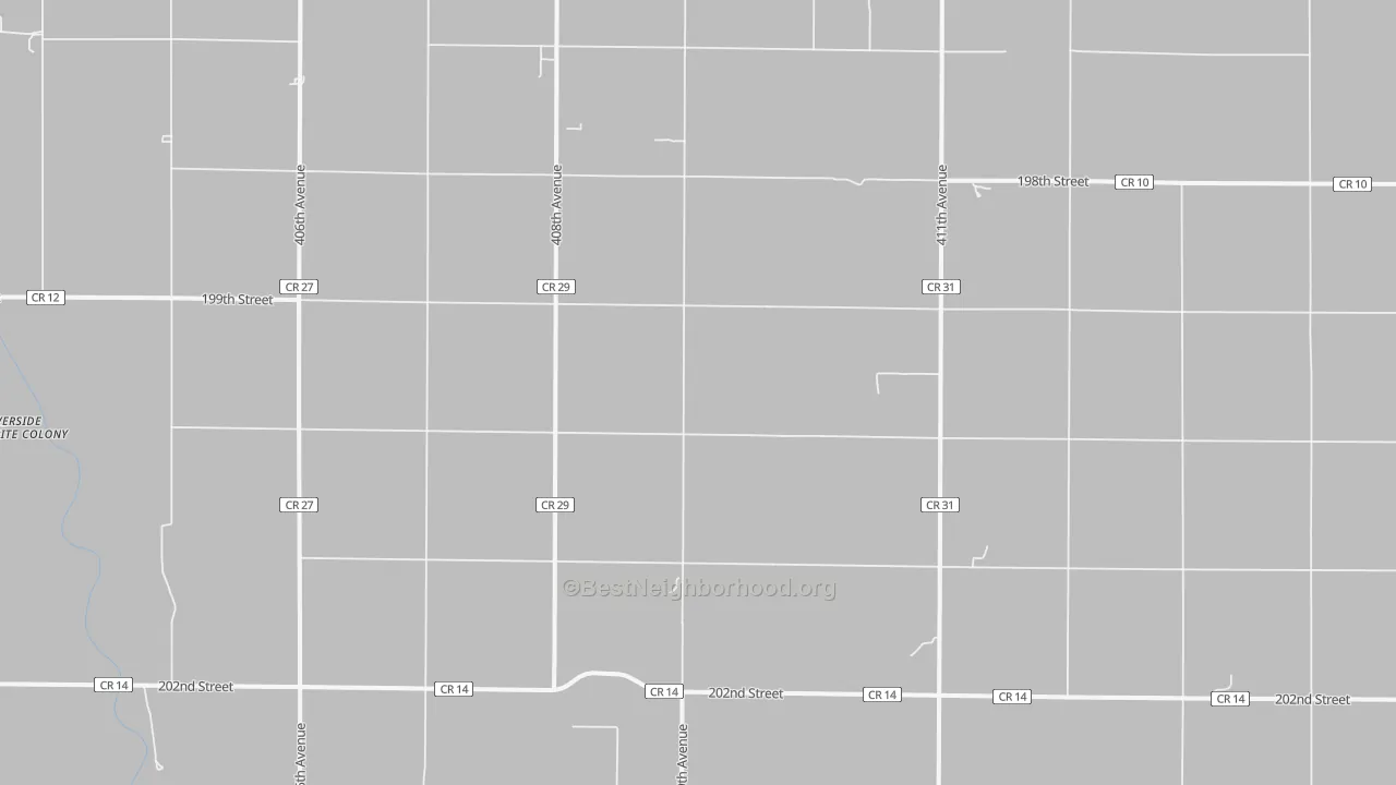 Walk Grade map of Yale, SD, walkable areas in green and car-dependent areas in red