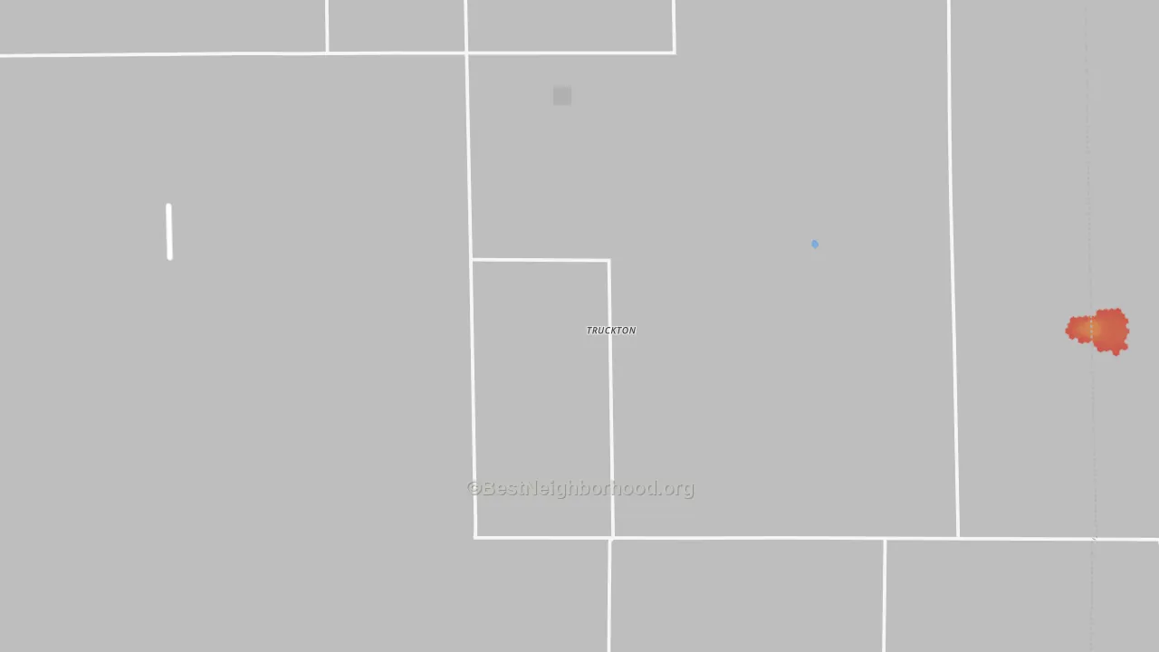 Walk Grade map of Yoder, CO, walkable areas in green and car-dependent areas in red