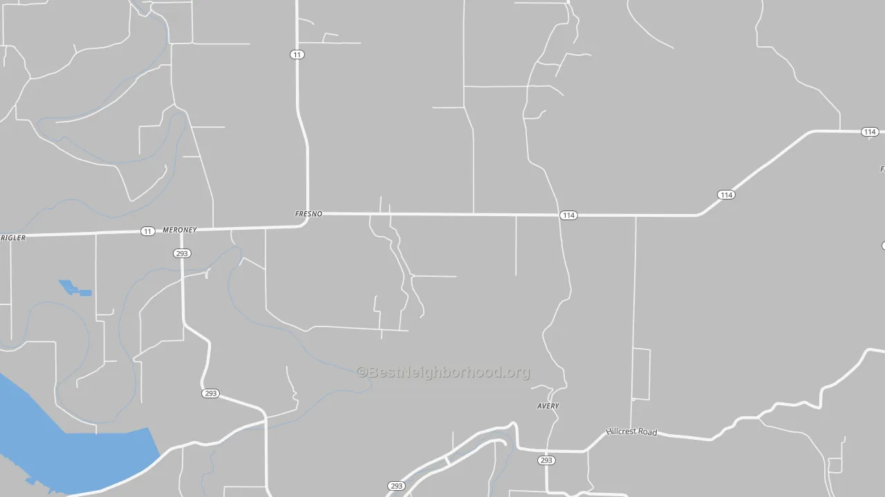 Walk Grade map of Yorktown, AR, walkable areas in green and car-dependent areas in red