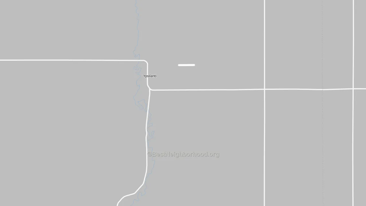 Walk Grade map of Ypsilanti, ND, walkable areas in green and car-dependent areas in red