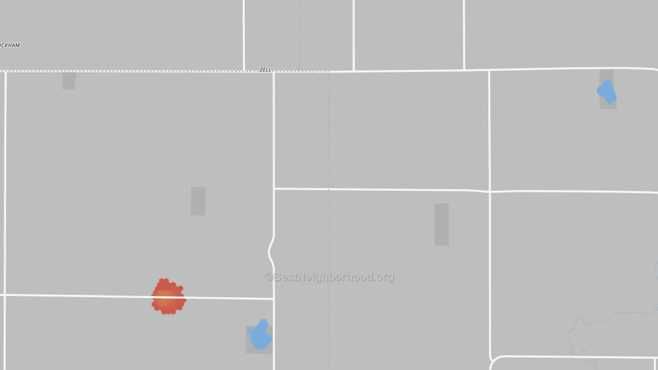 Walk Grade map of Zell, SD, walkable areas in green and car-dependent areas in red
