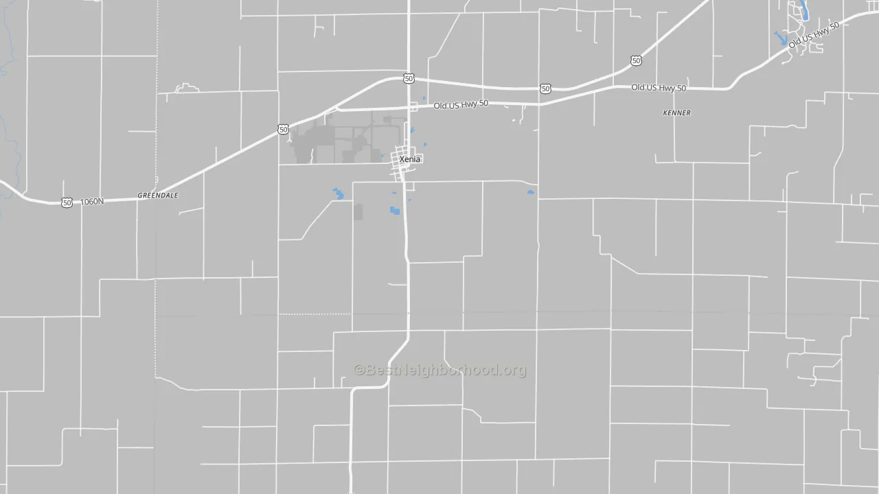 Walk Grade map of Zenith, IL, walkable areas in green and car-dependent areas in red