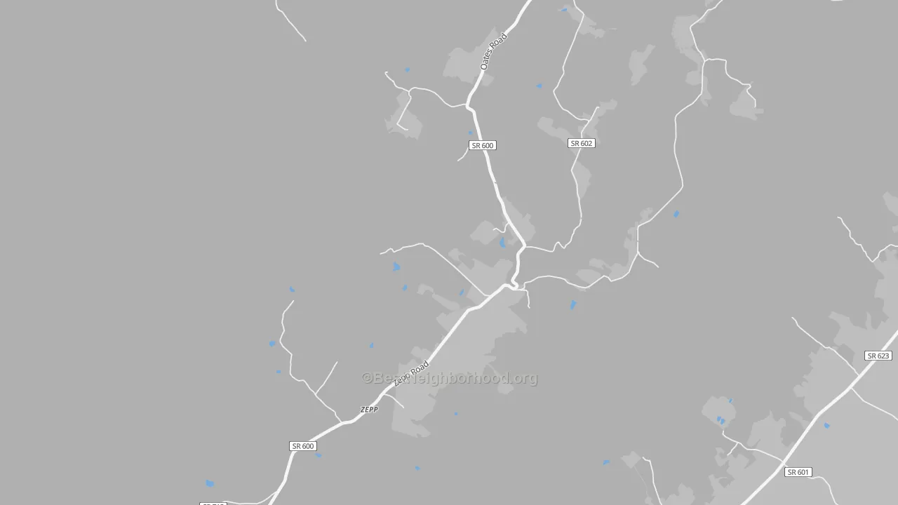 Walk Grade map of Zepp, VA, walkable areas in green and car-dependent areas in red