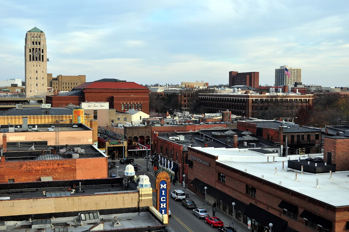 A photo down Liberty Street in Ann Arbor Michigan, November 20, 2010