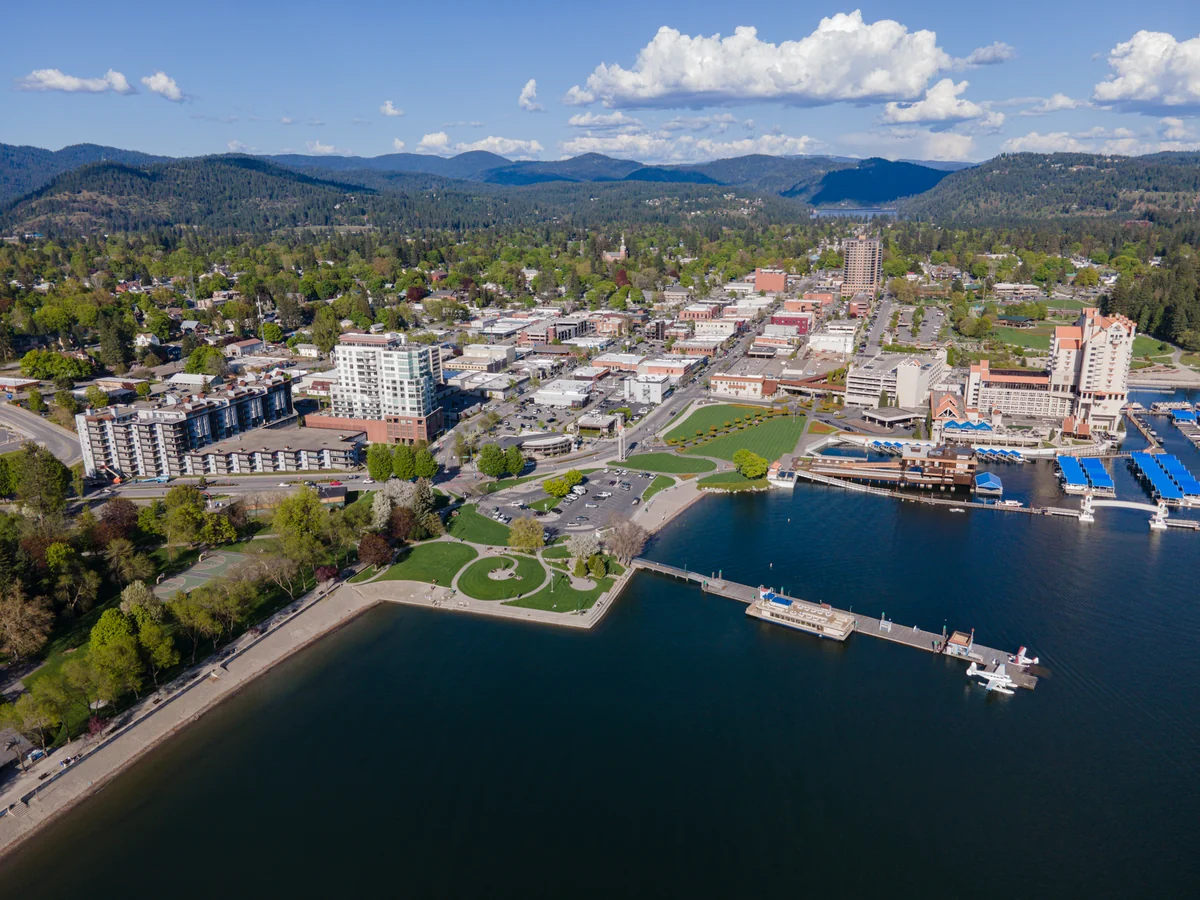 Drone view of Coeur d'Alene, Idaho State, USA