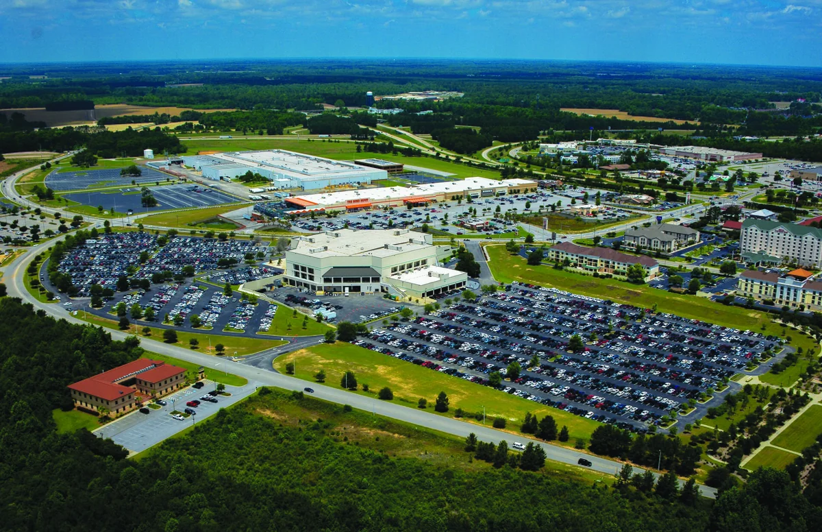 An Aerial View of Western Florence, South Carolina, USA near the junction of Interstates I-20 and I-95.