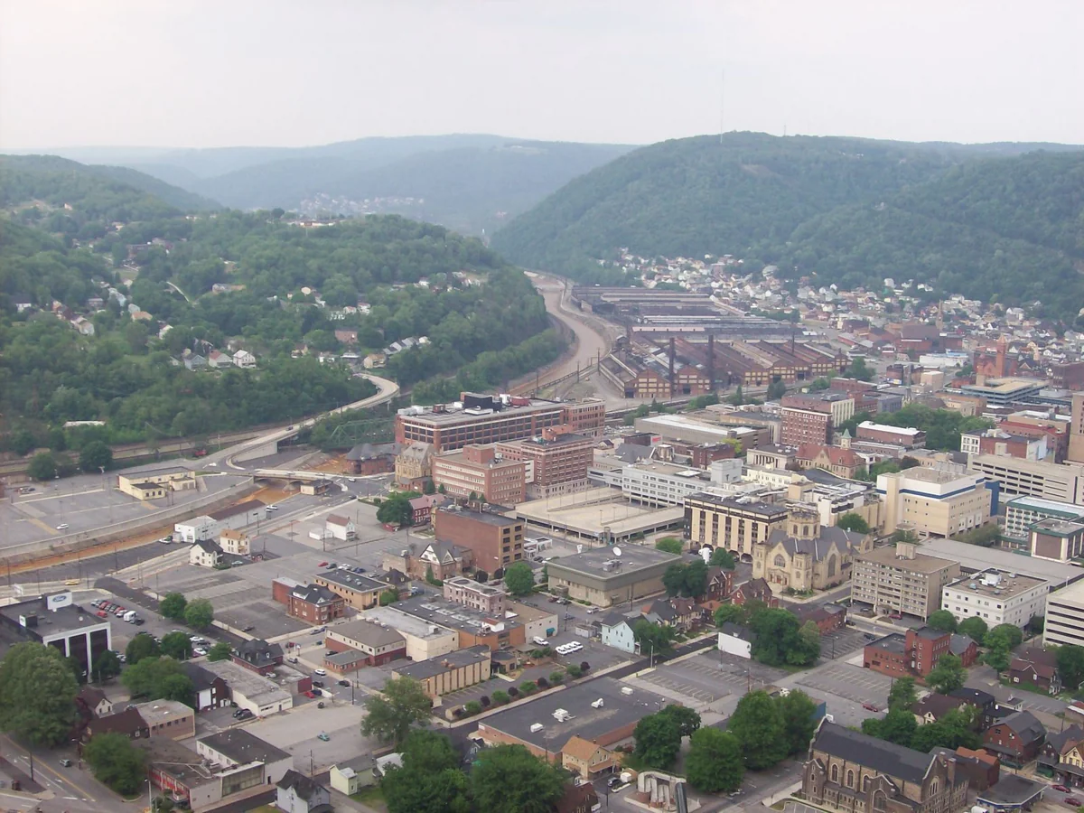 View from from atop the Johnstown Inclined Plane platform