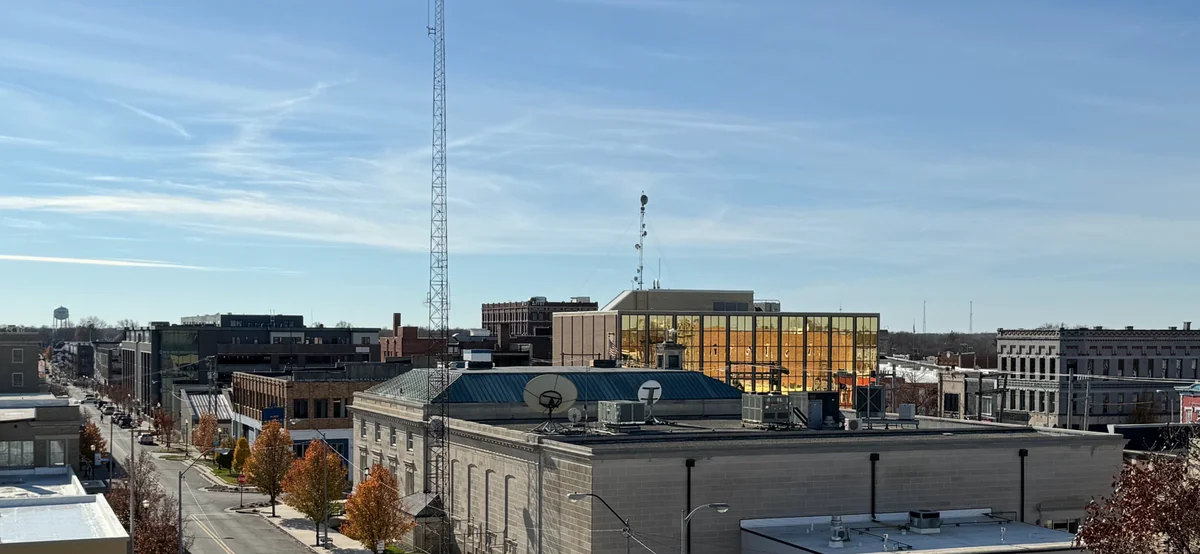 Kokomo skyline from mid-rise building looking south
