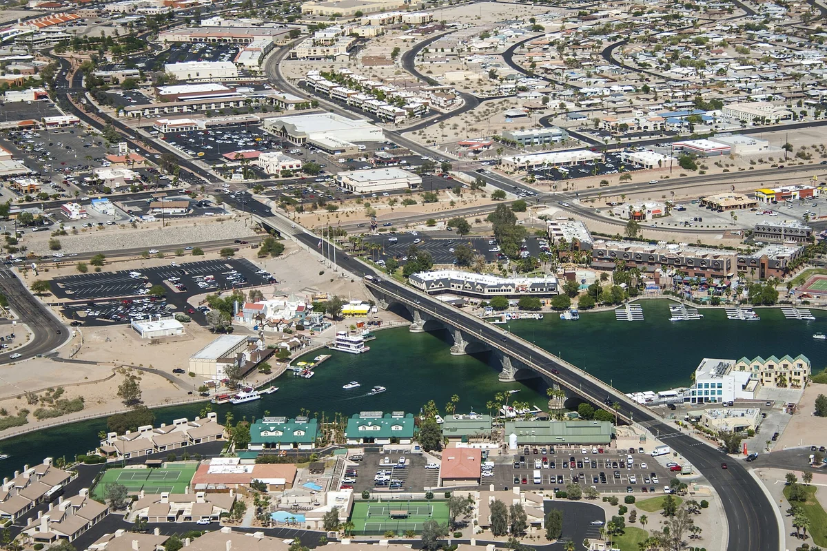Aerial photo of London Bridge in Lake Havasu City