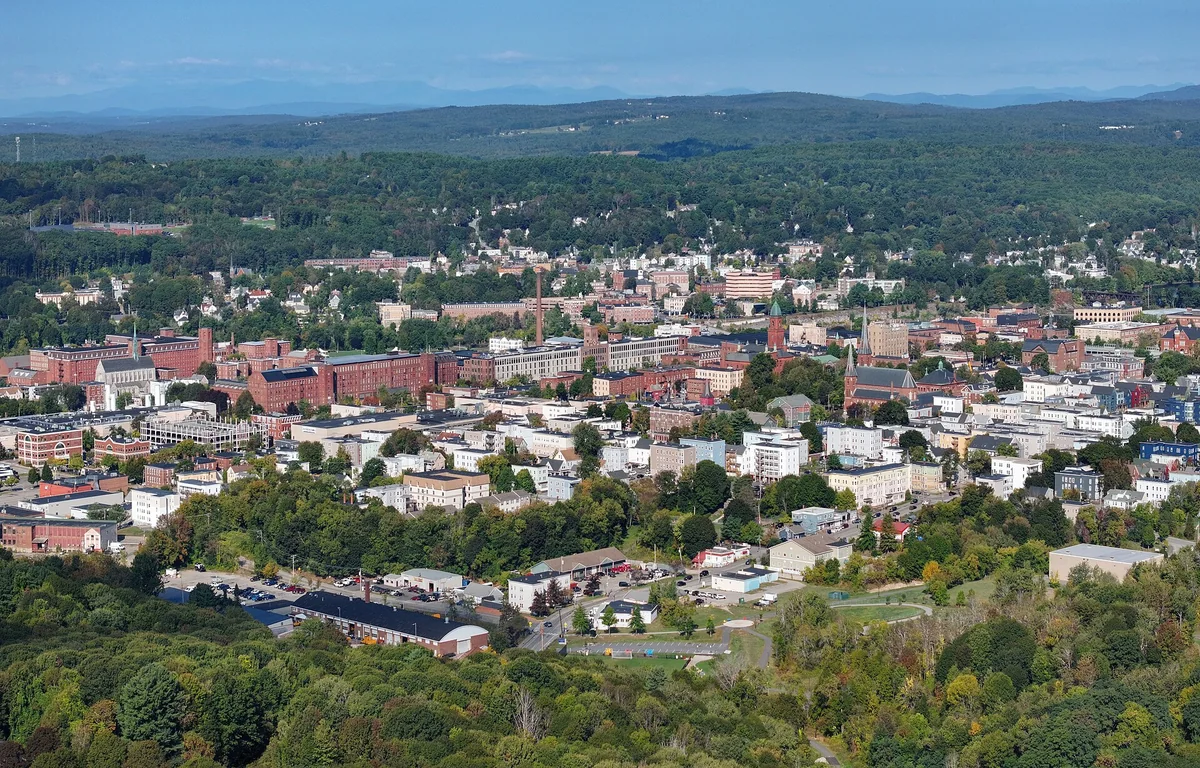 Skyline of Lewiston, Maine in 2025