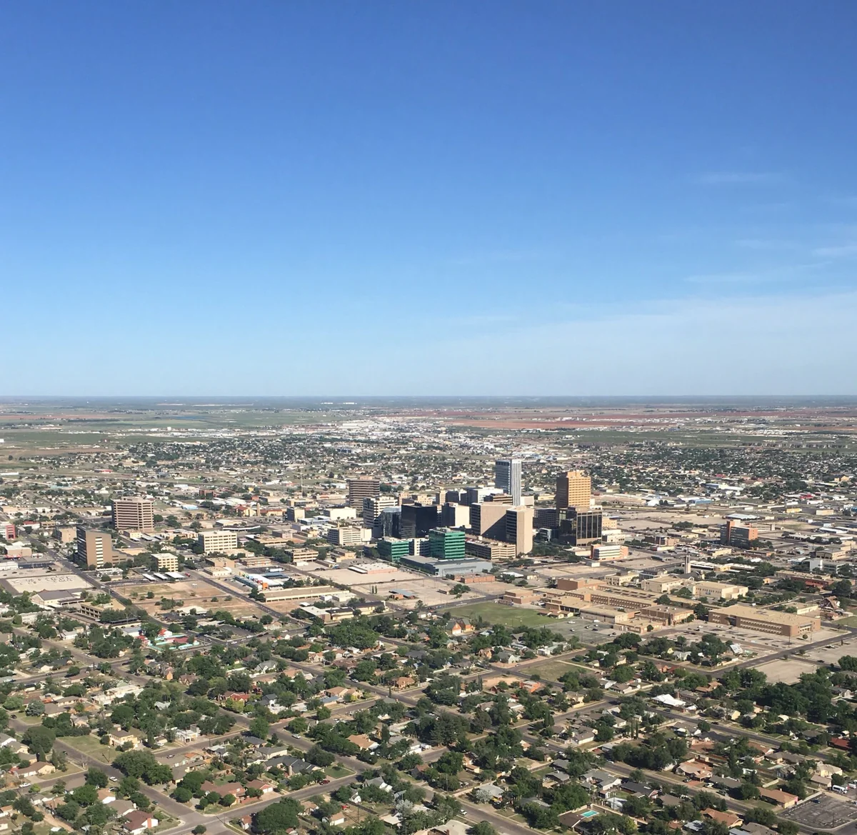 An aerial view of downtown Midland, Texas