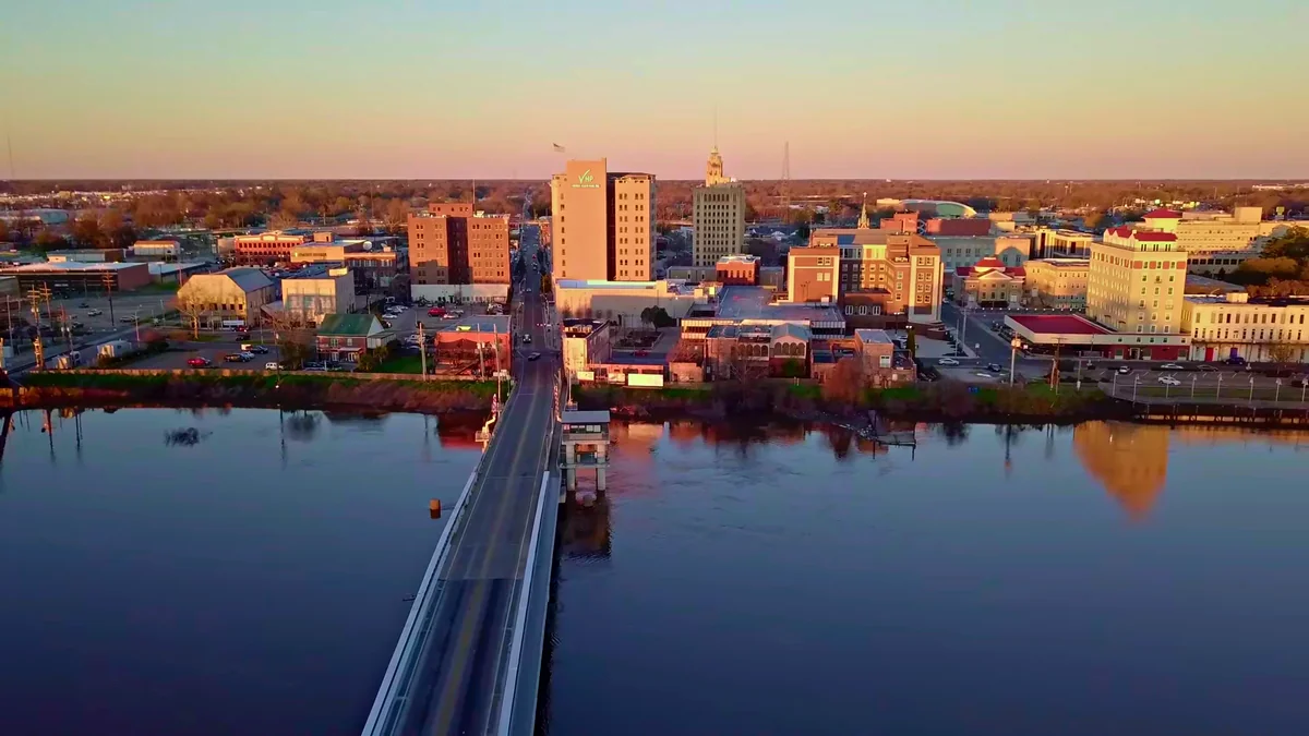 This is the skyline of Monroe, Louisiana in 2021