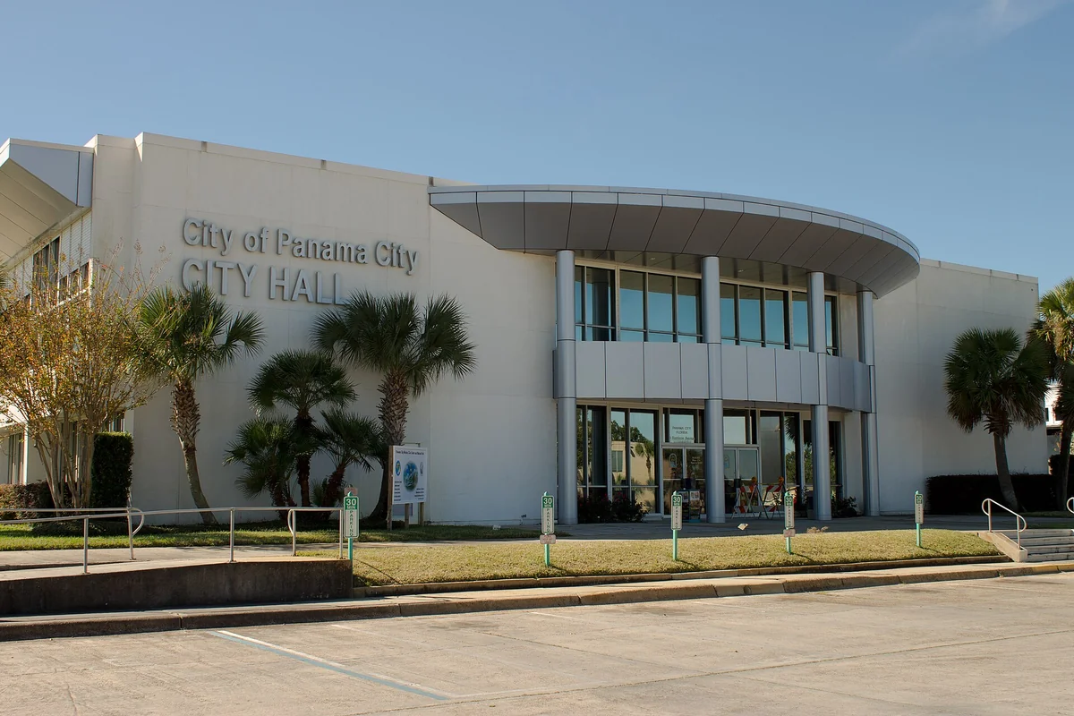 The Panama City, FL City Hall from the main parking lot