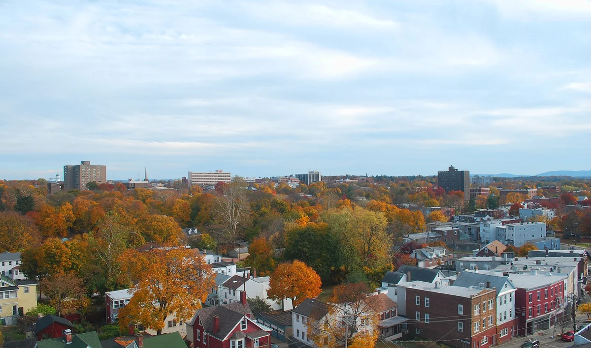 Bird's-eye view of Poughkeepsie, from the Walkway Over the Hudson River