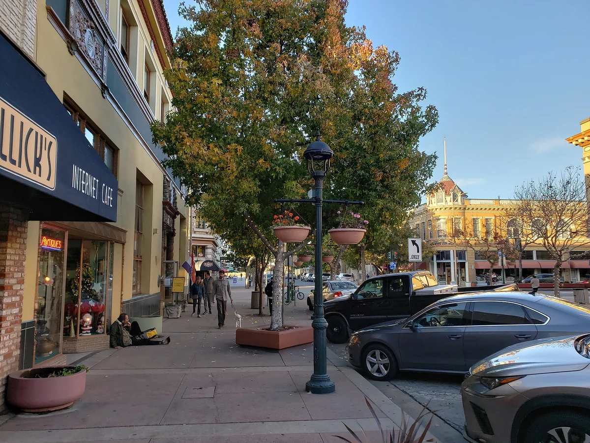 Small businesses are seen along Main Street in Downtown Salinas