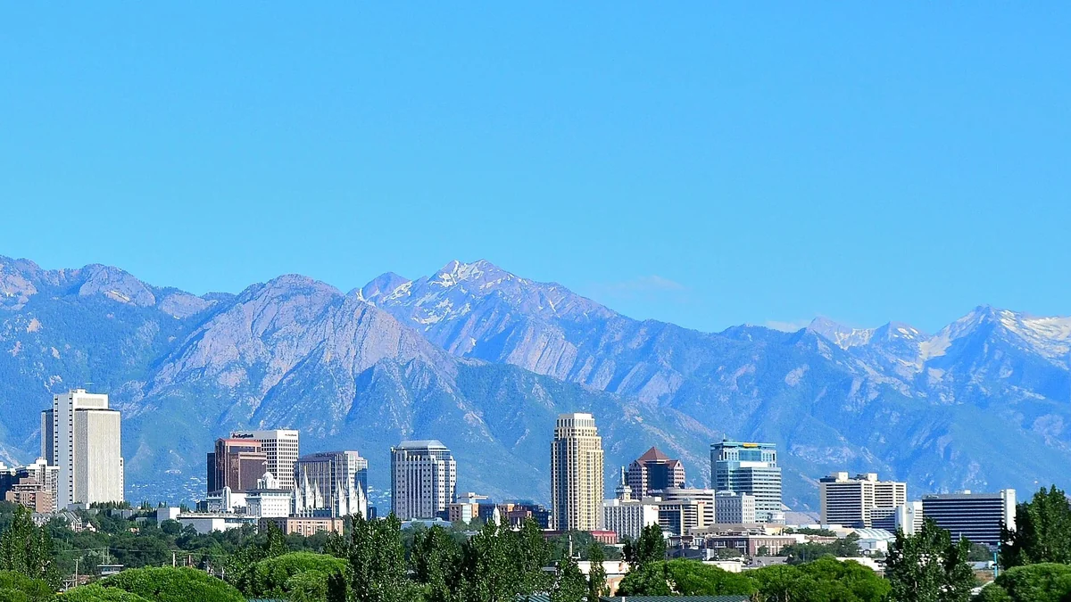The skyline of Salt Lake City, Utah as seen in July 2011