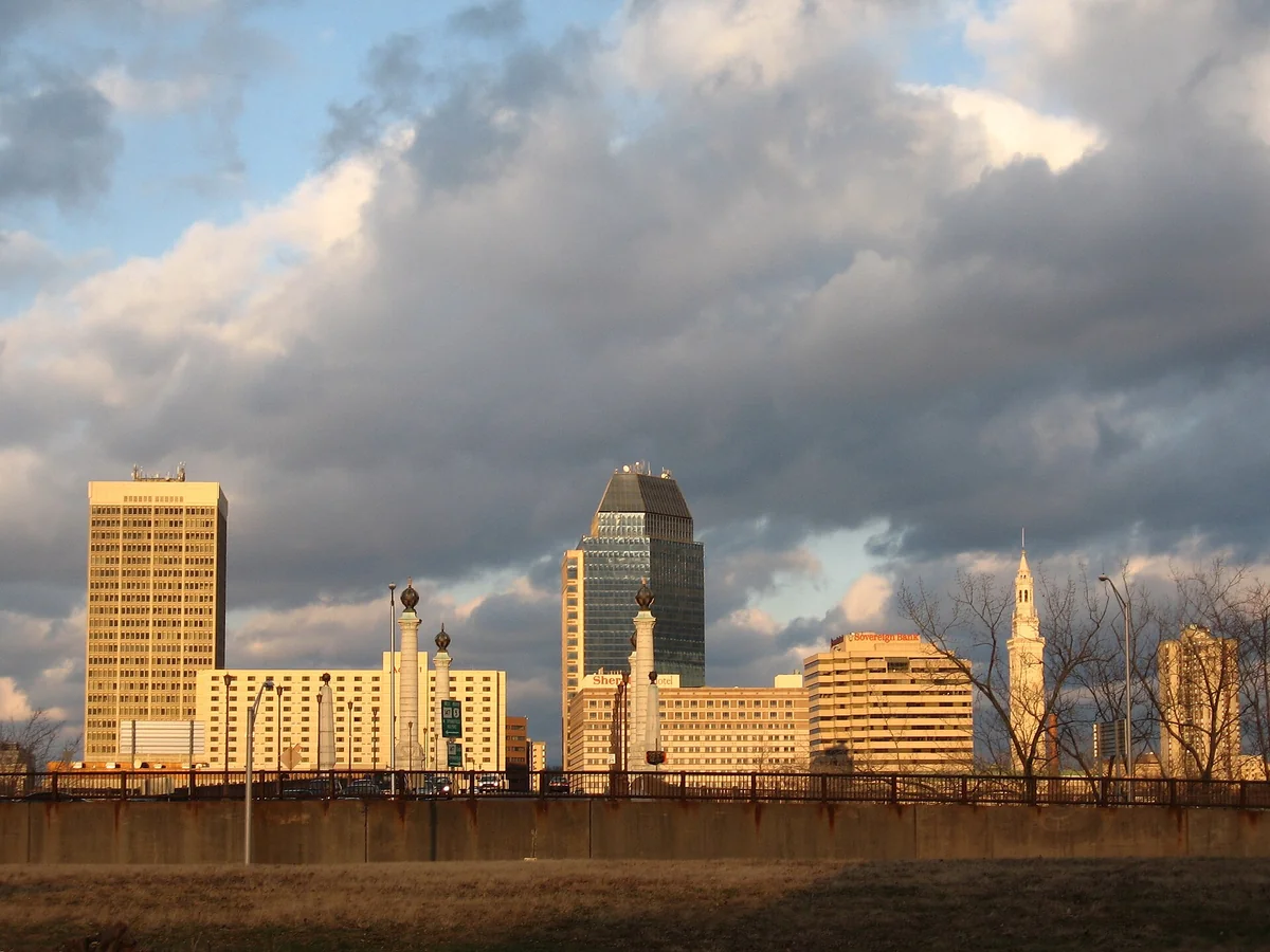 Downtown Springfield, MA, USA seen from across the Connecticut River